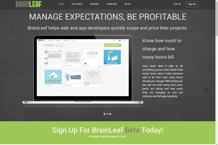 Lightning Pitch: BrainLeaf – Helps web and app developers quickly scope and price projects
